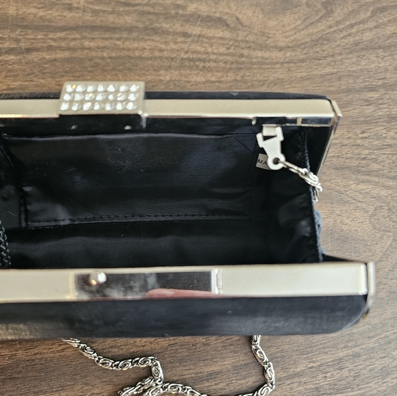 Chic Petite Black Clutch w/ Rhinestone Clasp - Picture 3 of 5